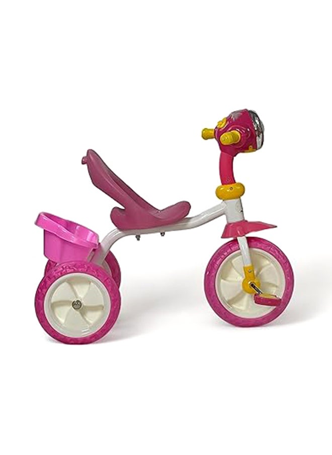 Tricycle For Toddlers, Kids Trike For 2-5 Years, Three Wheel Bike With Basket, Kids Balance Bicycle With Sounds and Lights, Pink
