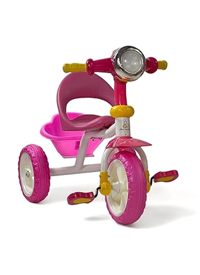Tricycle For Toddlers, Kids Trike For 2-5 Years, Three Wheel Bike With Basket, Kids Balance Bicycle With Sounds and Lights, Pink