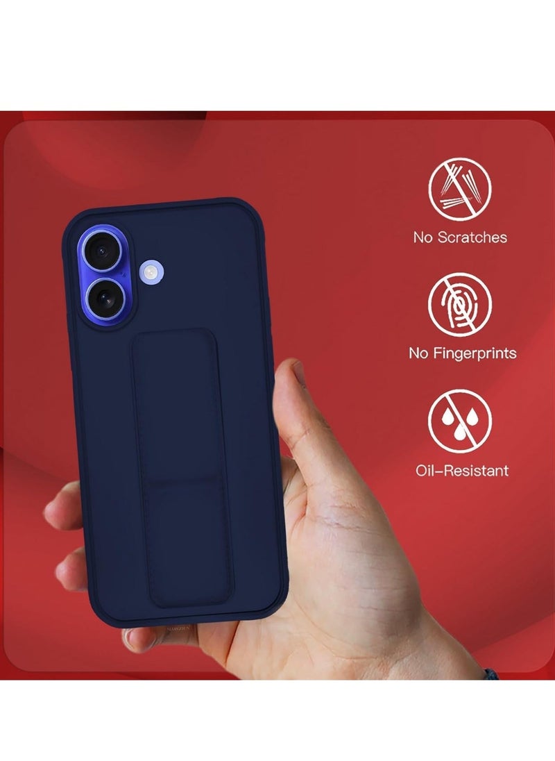 Raxoom iPhone 16 Plus Blue Magnetic Car Mount Case â€“ Premium Silicone with Multi-Stand Kickstand & Hand Strap - Image 4