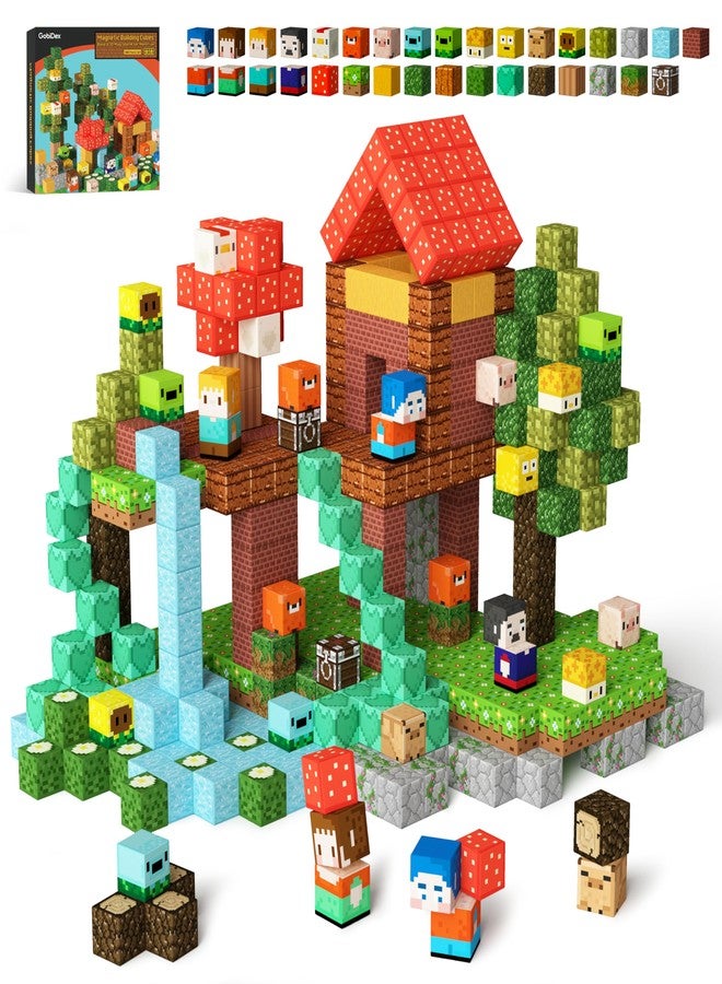 GobiDex 200PCS Magnetic Blocks Village Animal Playset, Sensory Building Pretend Play Toys, STEM Educational Gift for Toddlers - Image 1