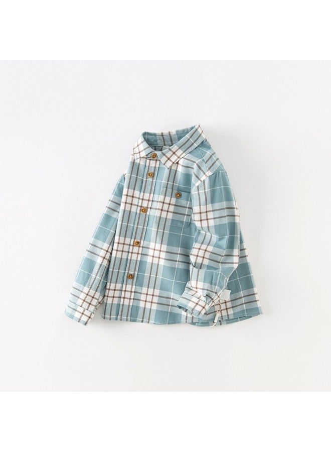 Mall Same Style】kids' Shirt | Boys' Spring/autumn Top | Big Kids Plaid Long Sleeve Casual Shirt - Image 4