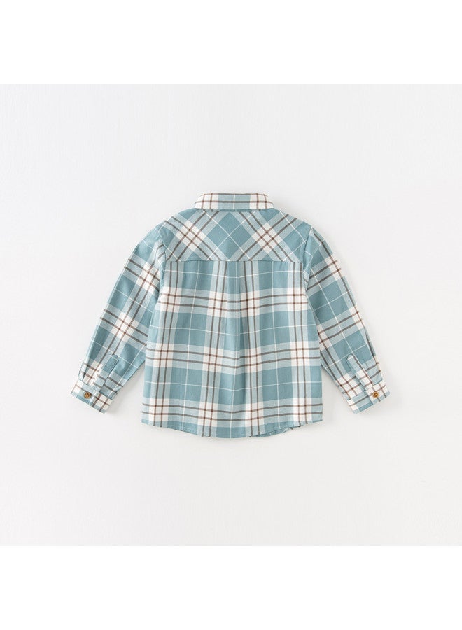 Mall Same Style】kids' Shirt | Boys' Spring/autumn Top | Big Kids Plaid Long Sleeve Casual Shirt - Image 3