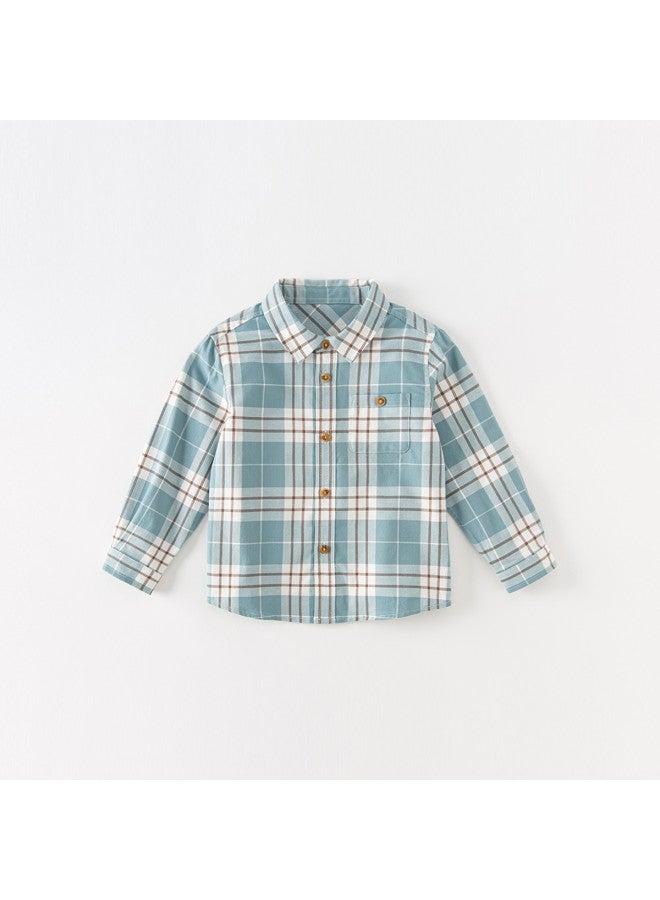 Mall Same Style】kids' Shirt | Boys' Spring/autumn Top | Big Kids Plaid Long Sleeve Casual Shirt - Image 2