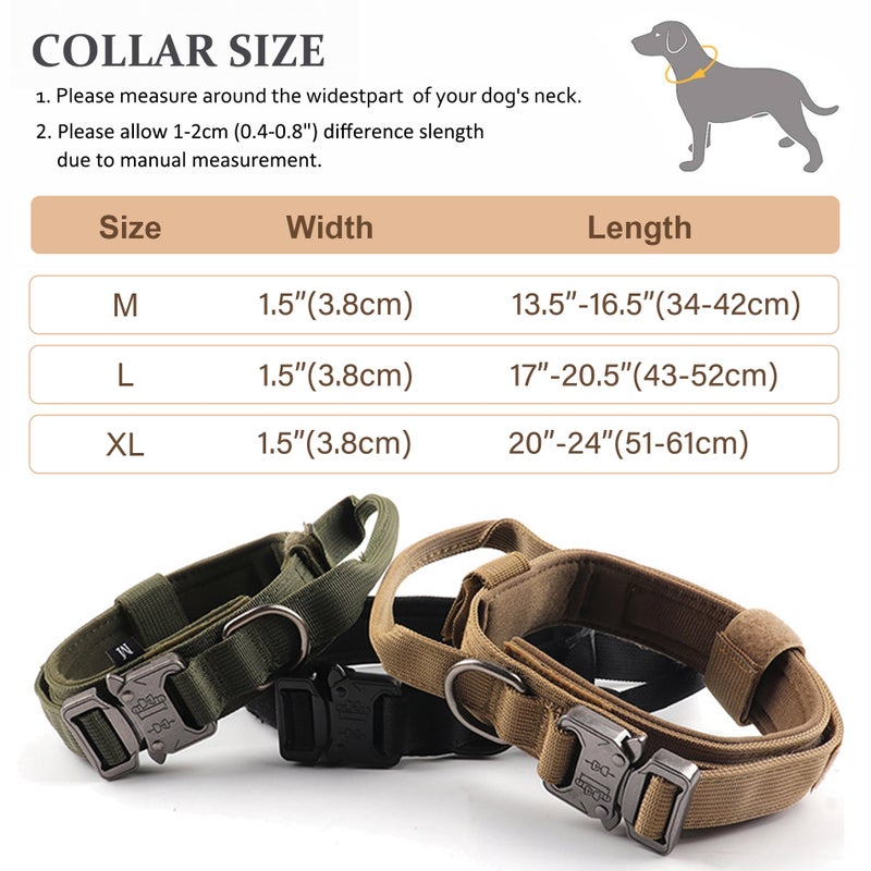 CADONO Tactical Dog Collar, Adjustable Military Training Nylon Dog Collar with Control Handle and Heavy Quick-Release Metal Buckle for Small Medium Large Dogs, Black M - Image 5
