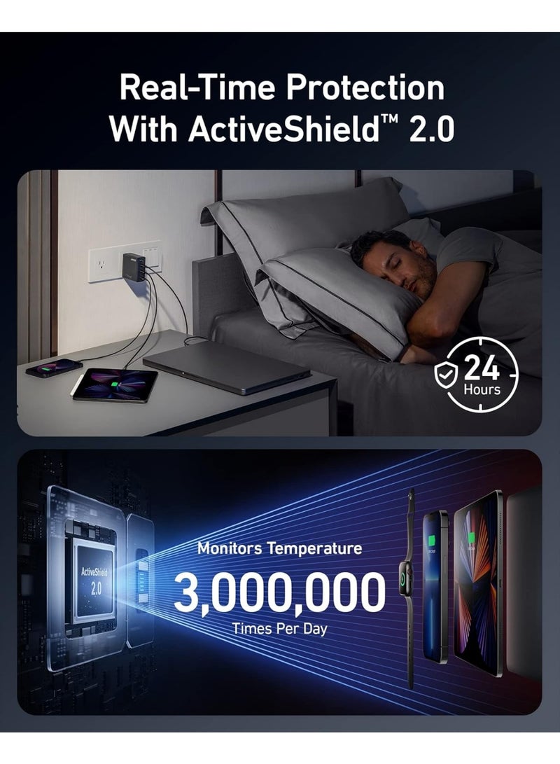 أنكر 150W ماكس شاحن USB C بلوك، شاحن GaN قابل للطي مدمج بأربع منافذ لماك بوك، آيفون 17/16 - Image 4