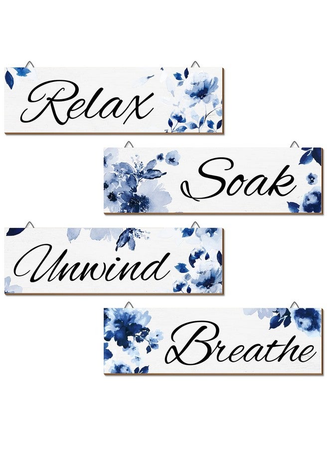 Lothee 4 Pcs Mushroom Watercolor Floral Wall Art Bathroom Decor Relax Soak Unwind Breathe Wall Decor Sign Bathroom Butterfly Flower Picture Print Painting Decor Artwork Bouquet for Home Bathroom(Dreamy) - Image 1