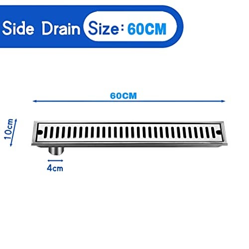 CARNIVAL Linear/Vertical 24" x 4" Shower Water Drain Channel Floor Drainer for Bathroom | Bathroom Drainage Jali | 304 Stainless Steel | Brushed Matte Finish | Side Hole - Image 4