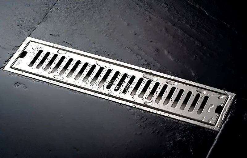 CARNIVAL Linear/Vertical 24" x 4" Shower Water Drain Channel Floor Drainer for Bathroom | Bathroom Drainage Jali | 304 Stainless Steel | Brushed Matte Finish | Side Hole - Image 1