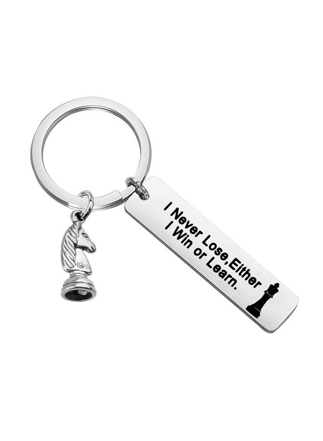 MYOSPARK MYOSPARK Chess Lovers Keychain Gift I Never Lose I Either I Win Or Learn Keychain Chess Gift for Chess Player Chess Master (I Never Lose KC)  - Image 1