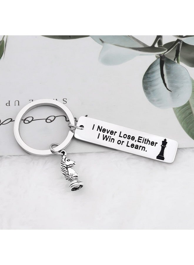 MYOSPARK MYOSPARK Chess Lovers Keychain Gift I Never Lose I Either I Win Or Learn Keychain Chess Gift for Chess Player Chess Master (I Never Lose KC)  - Image 2