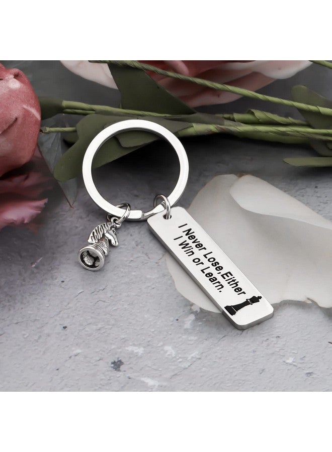 MYOSPARK MYOSPARK Chess Lovers Keychain Gift I Never Lose I Either I Win Or Learn Keychain Chess Gift for Chess Player Chess Master (I Never Lose KC)  - Image 4