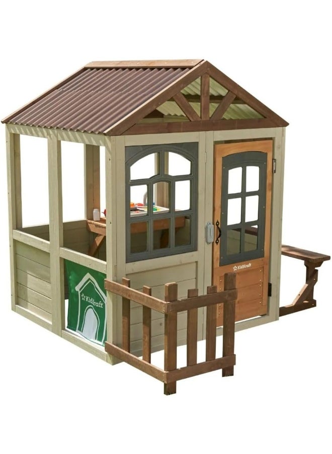 KidKraft Kidkraft Pioneer Cottage Wooden Outdoor Playhouse  - Image 1