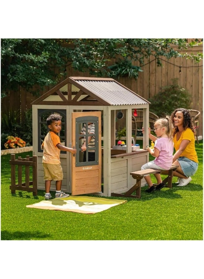 KidKraft Kidkraft Pioneer Cottage Wooden Outdoor Playhouse  - Image 3