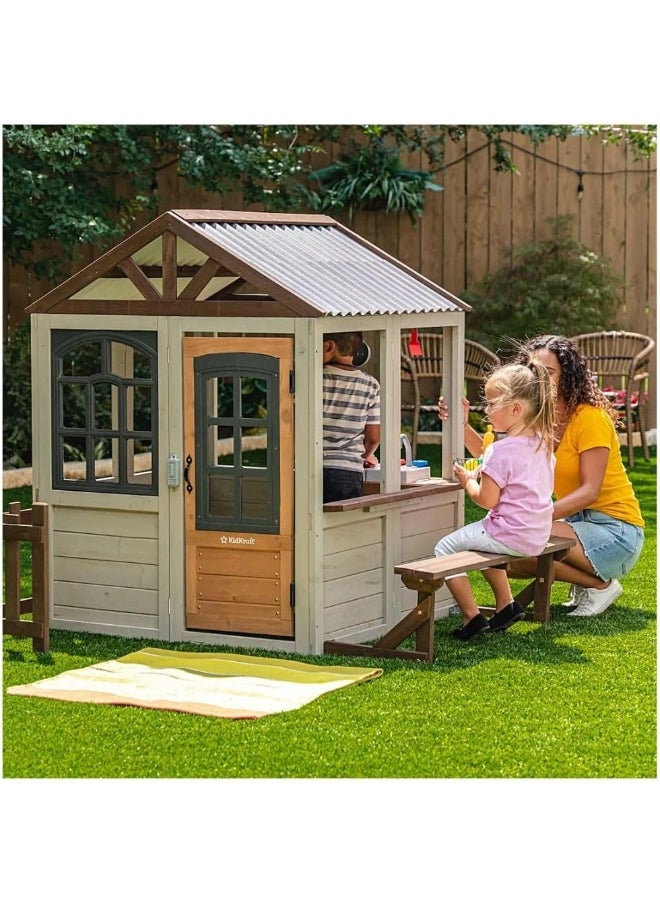 KidKraft Kidkraft Pioneer Cottage Wooden Outdoor Playhouse  - Image 5