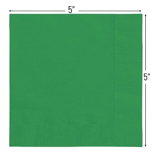 Unique Emerald Green Solid Beverage Paper Napkins - 5"x5" (20 Count) - Vibrant Color & Premium Quality Napkins For Unforgettable Events & Parties - Image 2