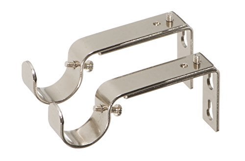 Ivilon Adjustable Brackets for Curtain Rods  for 1 or 1 18 Inch Rods Set of 2  Brushed Nickel