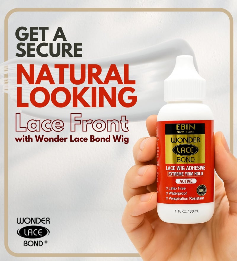 EBIN NEW YORK Wonder Lace Bond Wig Adhesive: Extreme Hold Invisible Bonding Glue for Secure, Natural-Looking Poly and Lace Wigs | 1.18oz Waterproof, Latex-Free - Image 2