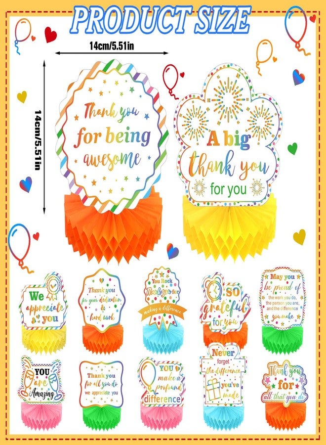 Weekgrat 36 Pcs Volunteer Appreciation Party Decoration We Appreciate You Decor Thank You Table Honeycomb Centerpieces Hanging Swirl Banner for Doctor Nurse CNA Teacher Admin Employee Gift(Colorful,Classic) - Image 3