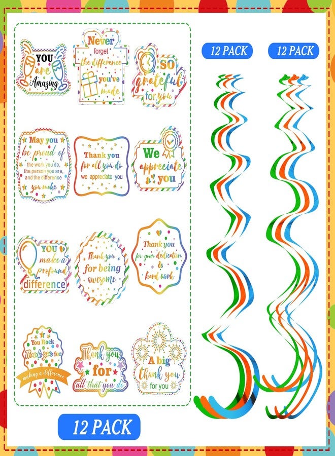Weekgrat 36 Pcs Volunteer Appreciation Party Decoration We Appreciate You Decor Thank You Table Honeycomb Centerpieces Hanging Swirl Banner for Doctor Nurse CNA Teacher Admin Employee Gift(Colorful,Classic) - Image 2