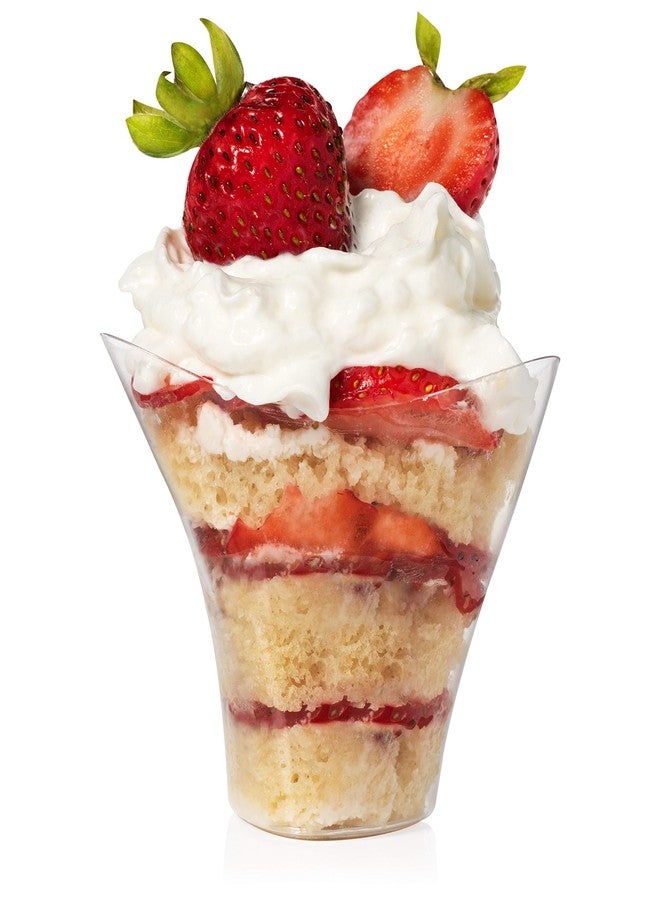 LSR LORESO 96 Pack Mini Triangle Plastic Dessert Cups, 3.5 oz - Clear Plastic Cups For Dessert & Appetizer, Fruit Dessert For Party - Reusable 96CT - Image 1