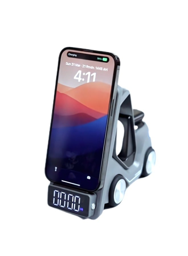 gvc pro 5 in 1 Car-Shaped Table Top Wireless Charger - Gray - T20  - Image 2