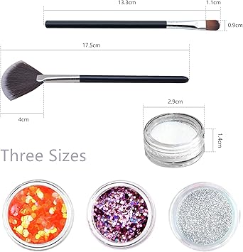VEGCOO 36 Pots Nail Art Glitter Sequins Powder 24 Pots Holographic Nail Sequins 12 Pots Extra Fine Glitter Chunky Cosmetic Glitter for Body Face Eye Lips Card Making Crafting Scrapbooking - Image 2
