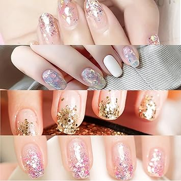 VEGCOO 36 Pots Nail Art Glitter Sequins Powder 24 Pots Holographic Nail Sequins 12 Pots Extra Fine Glitter Chunky Cosmetic Glitter for Body Face Eye Lips Card Making Crafting Scrapbooking - Image 4