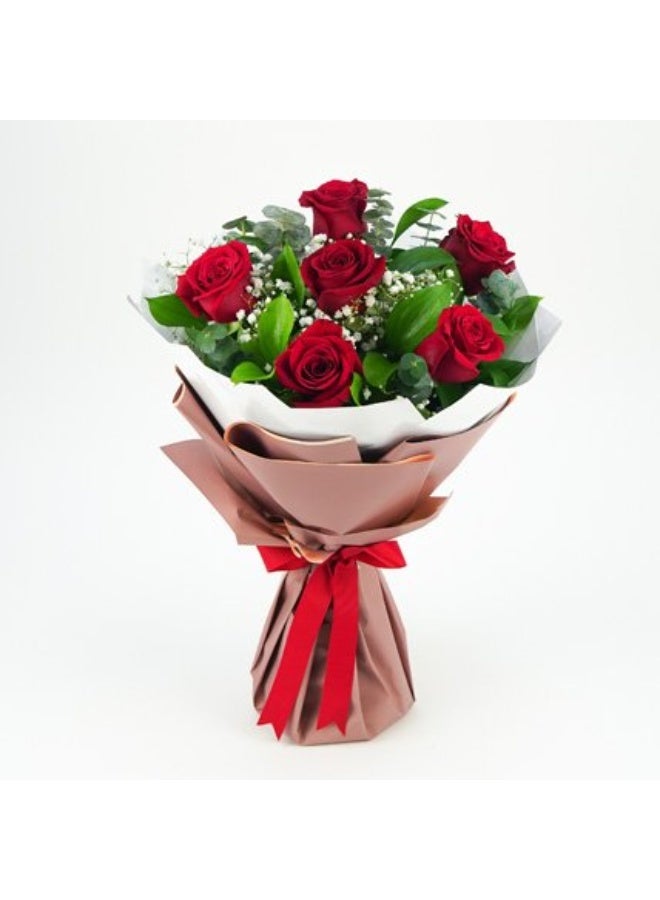 Carmel Flowers 6 Red Roses Bunch