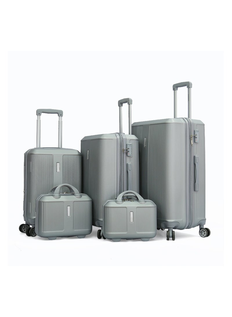 GIORDANO Giordano Hardside Luggage Trolley Bag 5 Pieces set,Silver (BC-12&14,S-20,M-24,L-28 Inch)  - Image 1