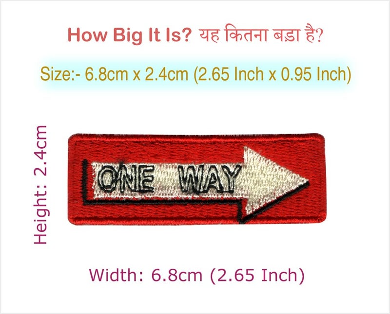 One Way Sign Applique Embroidered Sewon Patch Size 68cm x 24cm for Jackets Bags Caps TShirts Jeans Outdoor Clothing 1 Piece Code SBX163 - Image 2