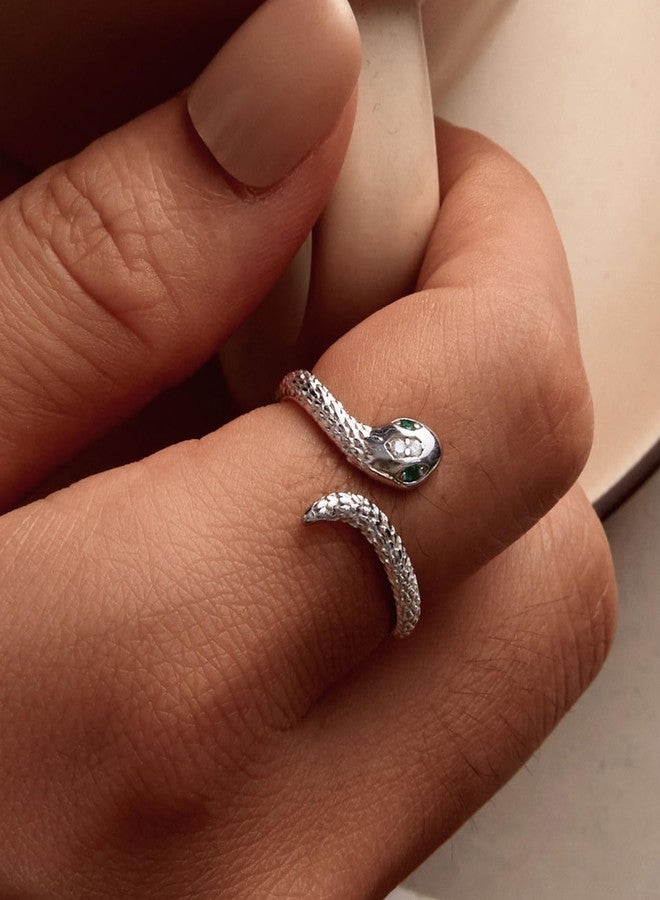 WOSTU Adjustable Snake Ring for Women, Gothic Serpent Open Ring Stackable Boho Statement Rings Vintage Aesthetic Halloween Christmas Jewelry Gift for Women Men - Image 3