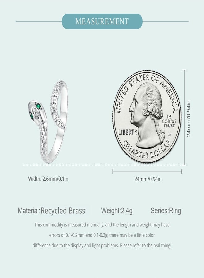 WOSTU Adjustable Snake Ring for Women, Gothic Serpent Open Ring Stackable Boho Statement Rings Vintage Aesthetic Halloween Christmas Jewelry Gift for Women Men - Image 4
