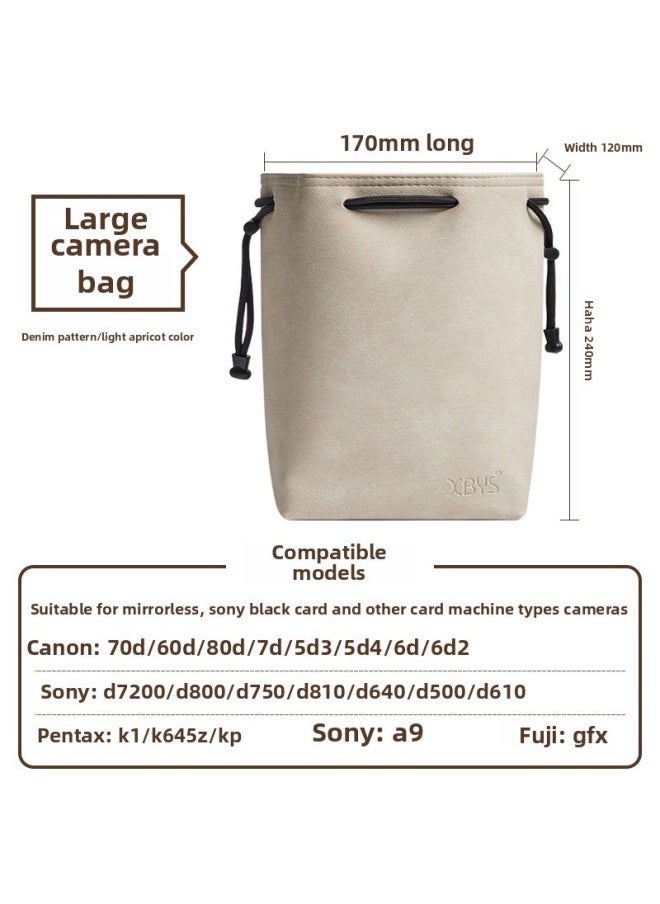 Generic - Lifetime Camera Bag Mini Single Liner Protective Cover Waterproof Suitable For Sony Canon Fuji SLR Storage Bag-Color:Light Apricot Square Large [imitation Cloth Pattern]] - Image 1