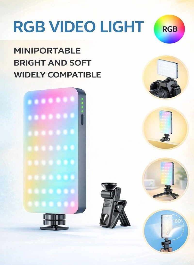 Neyecam Pocket RGB Video Light, 3000mAh Rechargeable LED Light for Vlogging & Live Streaming, CRI 95+, 2500–9000K, USB-C, 180° Tilt for Camera & Phone - Image 1