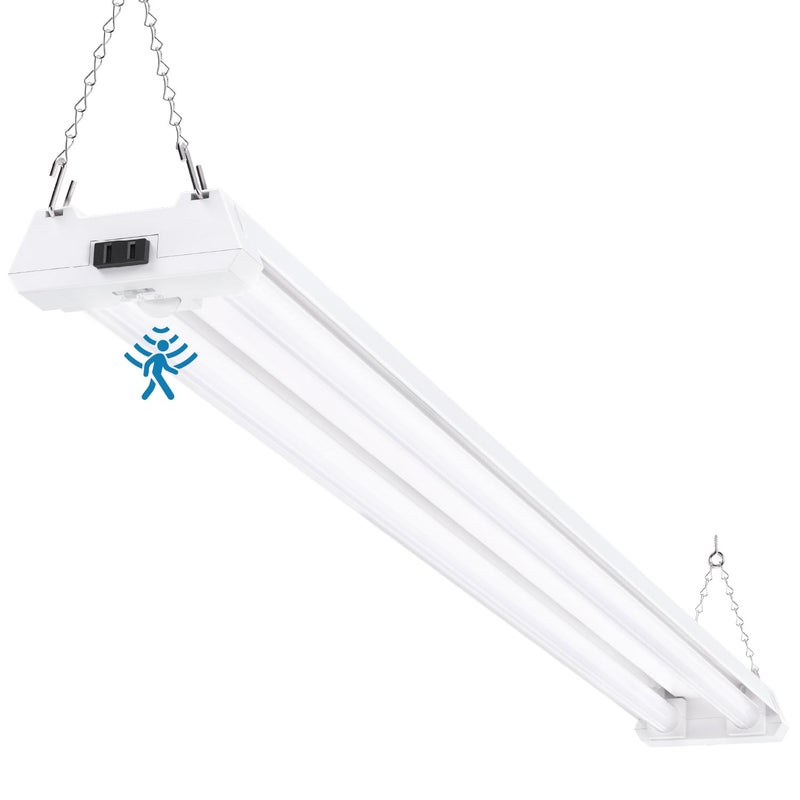 Sunco Lighting Sunco Motion Sensor 4ft LED Shop Light, Garage Lights Ceiling LED Plug-in Fixtures, 40W, 5000K Daylight, 4300 Lumens, Frosted, Motion Activated, Linkable Suspension Mount, ETL - Image 1