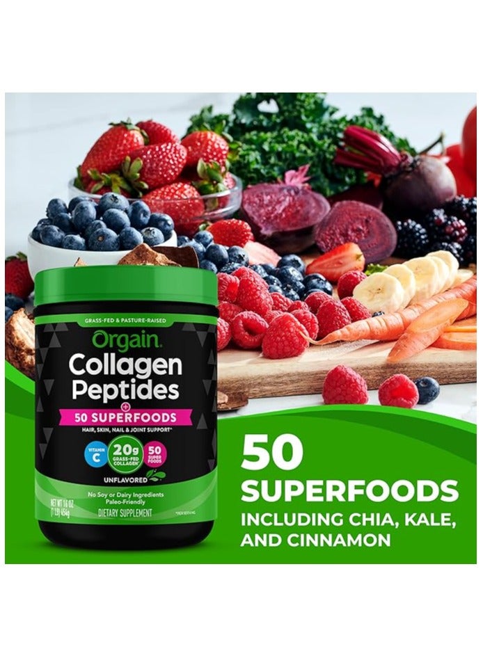 Orgain Collagen Powder + 50 Organic Superfoods, 20g Grass Fed Collagen Peptides - Hair, Skin, Nail, & Joint Support Supplement - 1lb - Image 4