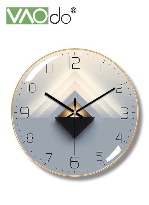 12 Inch Wall Clock Silent Quartz Clock Tempered Anti-Fog Glass Accurate Travel Time Home Decoration Clock Suitable for Bedroom Kitchen Living Room Office