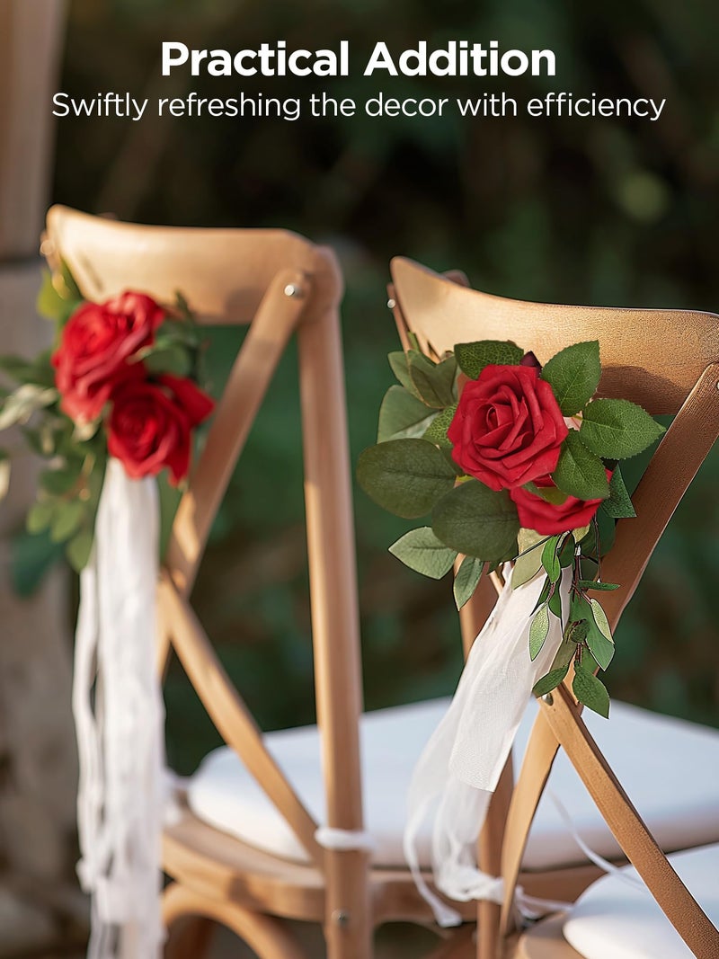 InnoGear Artificial Flowers, 25 Pcs Dark Red Foam Fake Roses Bulk with Stems for Decoration DIY Wedding Bouquets Centerpieces Bridal Shower Party Christmas Tree - Image 4