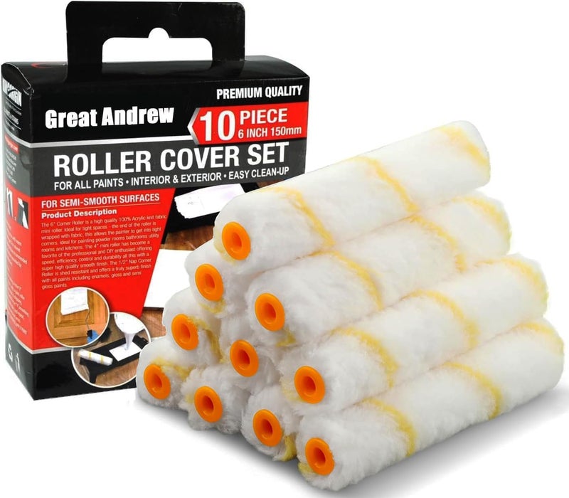 Great Andrew 10 Pack 6 Inch Paint Rollers for All Paints 12 Nap Paint Roller Covers Paint Roller Set for Painting Walls House 6 Paint Roller Refills