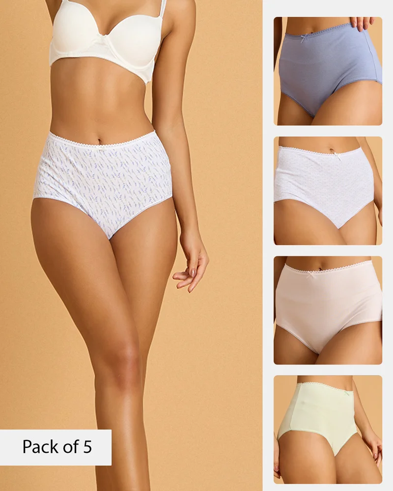 Redtag Women Assorted 5 Pack 365 Full Briefs