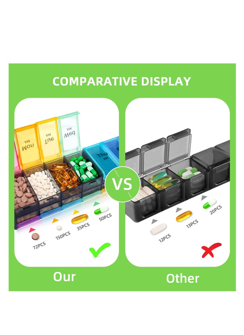 SYOSI - Extra Large Weekly Pill Organizer, 7 Day AM/PM Pill Case with XXL Compartment for Fish Oils, Travel-Friendly Medicine Organizer Pill Planner for Vitamins, Supplements - Image 1