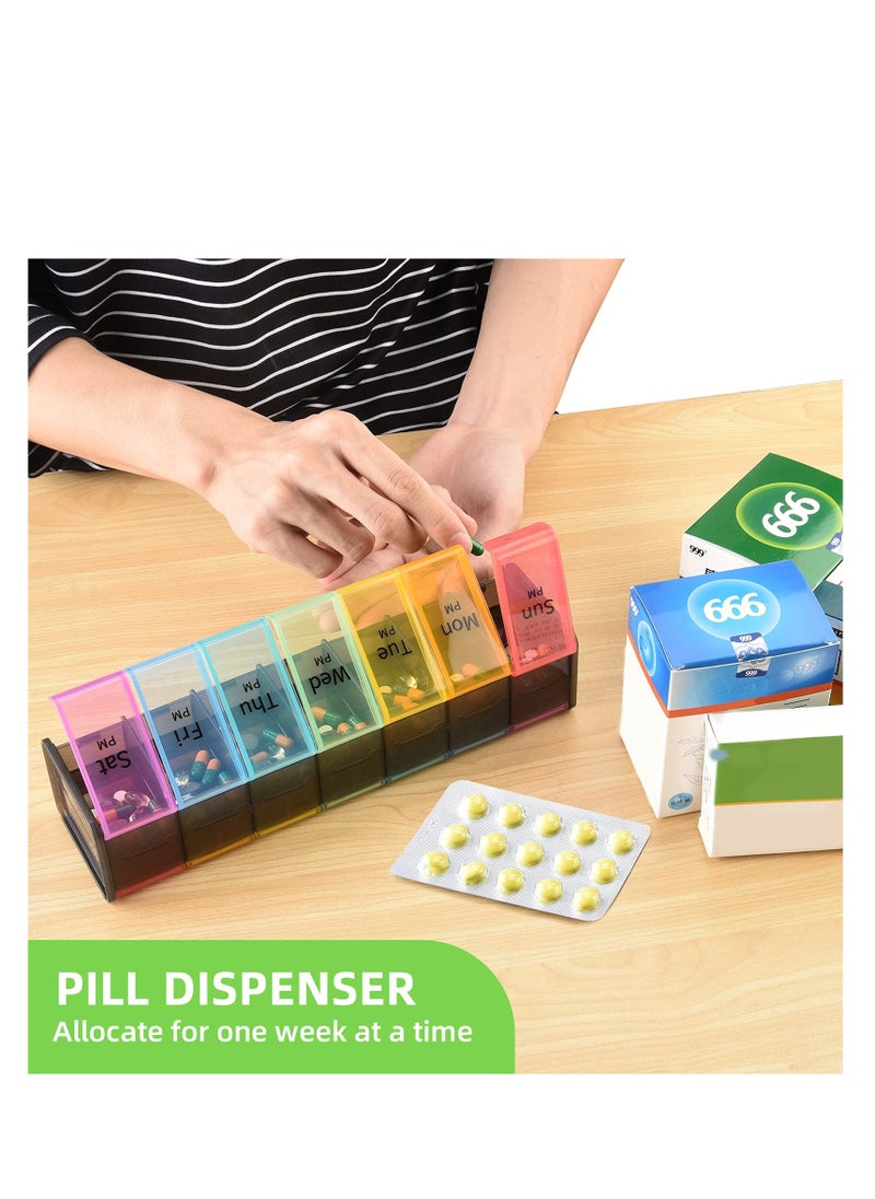 SYOSI - Extra Large Weekly Pill Organizer, 7 Day AM/PM Pill Case with XXL Compartment for Fish Oils, Travel-Friendly Medicine Organizer Pill Planner for Vitamins, Supplements - Image 1