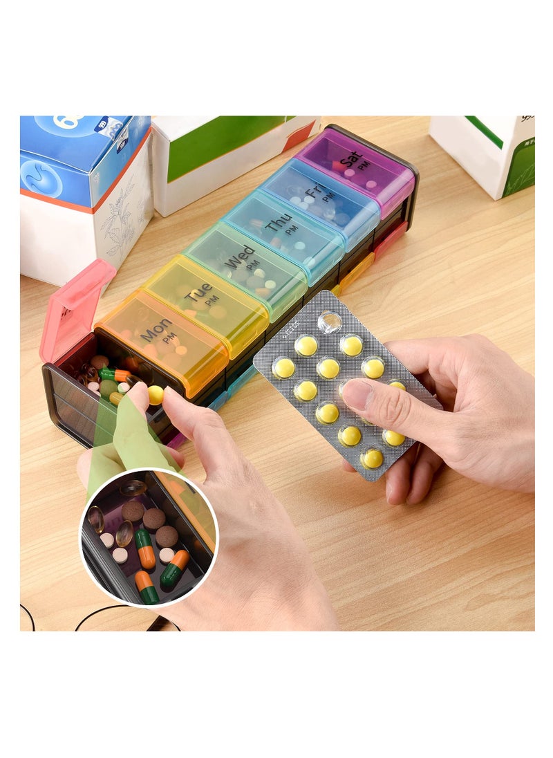 SYOSI - Extra Large Weekly Pill Organizer, 7 Day AM/PM Pill Case with XXL Compartment for Fish Oils, Travel-Friendly Medicine Organizer Pill Planner for Vitamins, Supplements - Image 1