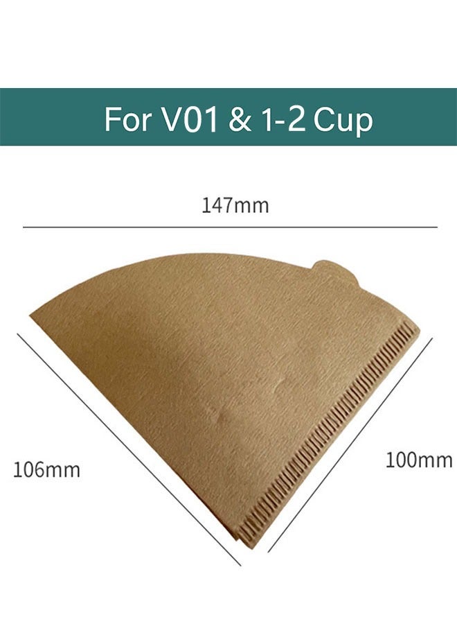 100-Piece Disposable Cone Coffee Filters Paper with Hanging Ear Design, Natural Unbleached Disposable Paper Filters for Pour Over Coffee Dripper and Coffee Maker Brown  - Image 2