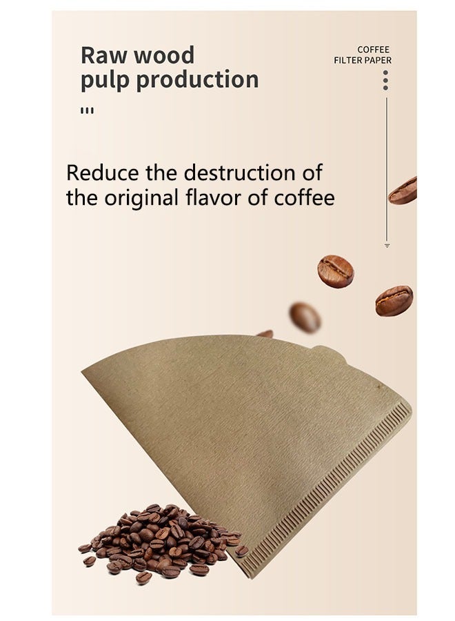 100-Piece Disposable Cone Coffee Filters Paper with Hanging Ear Design, Natural Unbleached Disposable Paper Filters for Pour Over Coffee Dripper and Coffee Maker Brown  - Image 4
