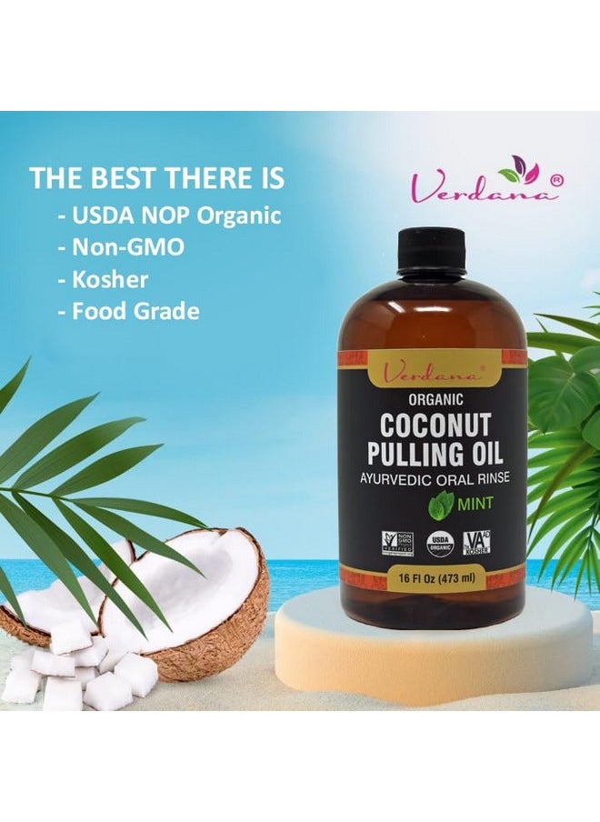 verdana - Verdana Organic Coconut Pulling Oil - Big 16 Fl Oz Size - Mint Flavor - Ayurvedic Oral Rinse - USDA Organic, Kosher Non-GMO - Alcohol & Floride Free for Fresh Breath, Healthy Teeth & Gums - Image 1