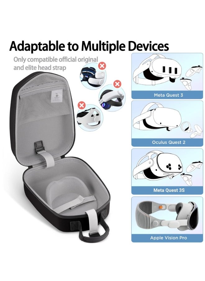 Carrying Case for Meta Quest 3S/ Quest 3, Elite Strap VR Gaming Headset Bag, Portable Travel Case for Touch Controllers and Accessories