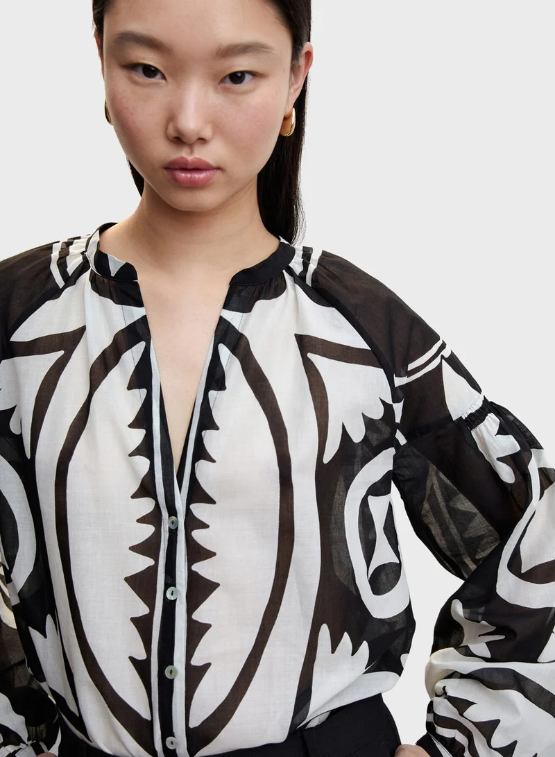 MANGO Button Down Printed Shirt