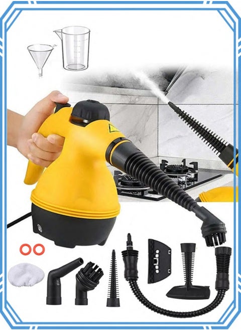 Handheld Steam Cleaner for home, Steamer for Cleaning, Multipurpose Portable Steam Cleaners Use with Safety Lock and 10 Accessory Kit to Remove Grime, Grease, More, Save Time and Effort Yellow