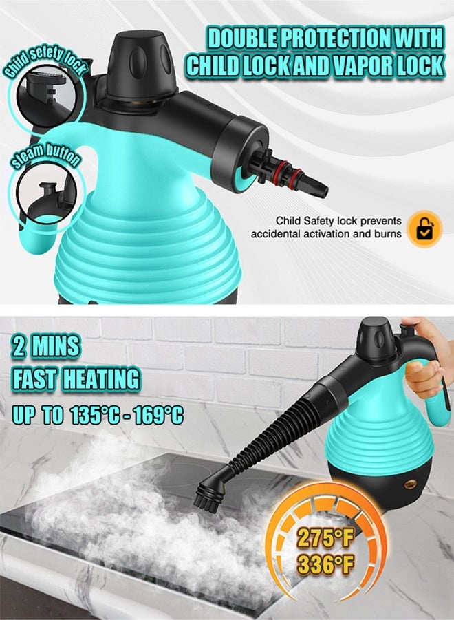 APEX Handheld Steam Cleaner for home, Steamer for Cleaning, Multipurpose Portable Steam Cleaners Use with Safety Lock and 10 Accessory Kit to Remove Grime, Grease, More, Save Time and Effort Yellow - Image 4